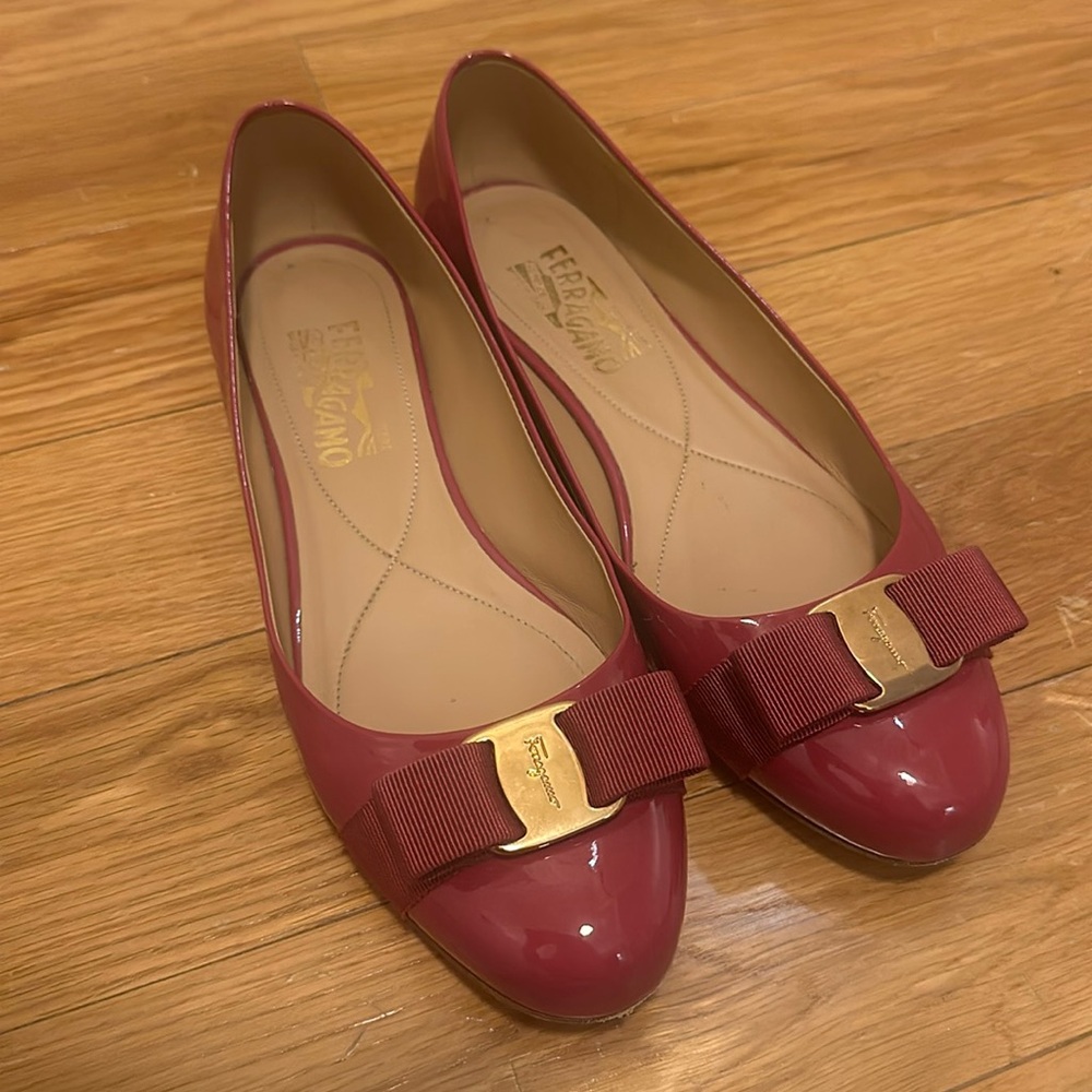 Salvatore Ferragamo Hot Pink Varina Patent Ballet Flats